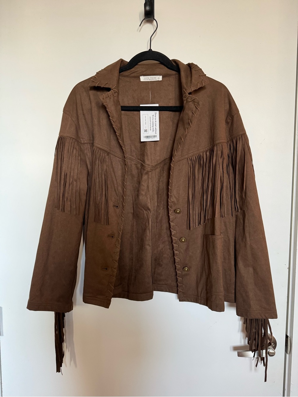 12th Tribe Brown Fringe Leather Jacket